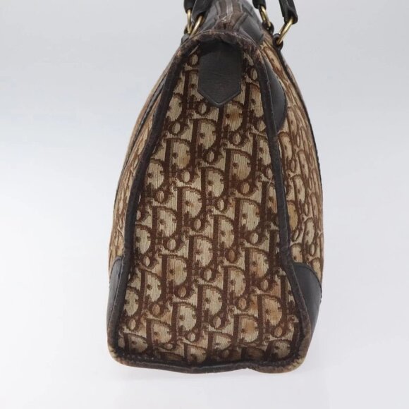 Christian Dior Trotter Canvas Hand Bag Brown Gold Auth 128326 - Picture 5 of 16
